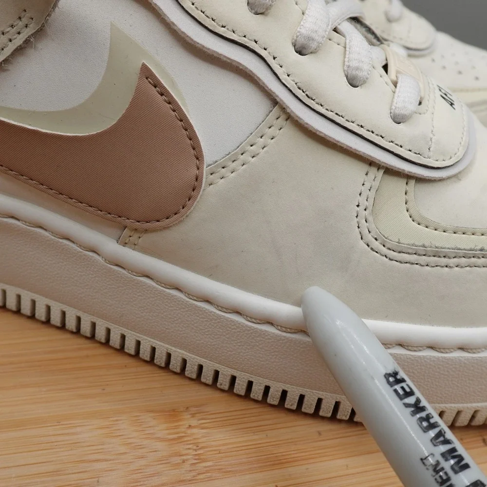 Nike Womens 9 Air Force‎ 1 Shadow Sail Hemp Fossil Light Bone CI0919-116 Flaws